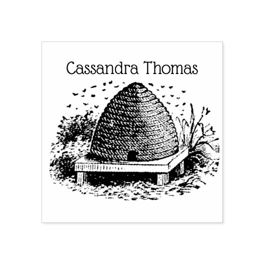 Bijenkorf en bijen #1 Heraldische  naam Rubberstempel (Afrduk)