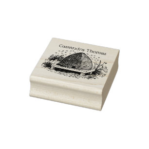 Bijenkorf en Bijen #1 Heraldische Vintage Naam Rubberstempel