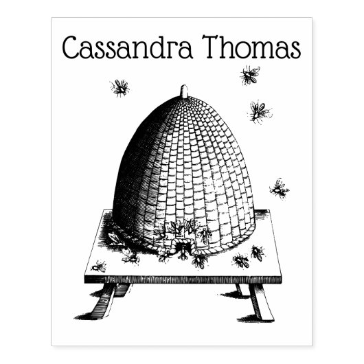 Bijenkorf en bijen #2 Heraldische  naam Rubberstempel (Afrduk)