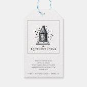 Bijenkorf en bijen Boerderij Cadeaulabel (Achterkant)