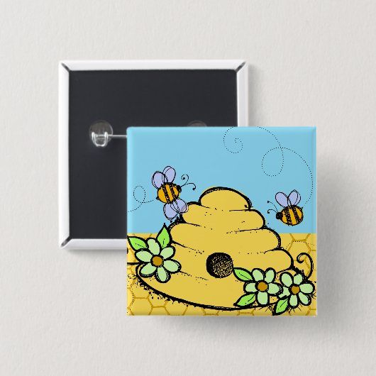 Bijenkorf en bijen Button (Voorkant /achterkant)