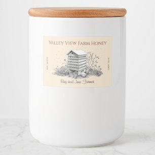 bijenkorf en bijen geïllustreerd als Goldenrod Voedselcontainer Etiket