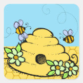Bijenkorf en bijen Sticker (Voorkant)