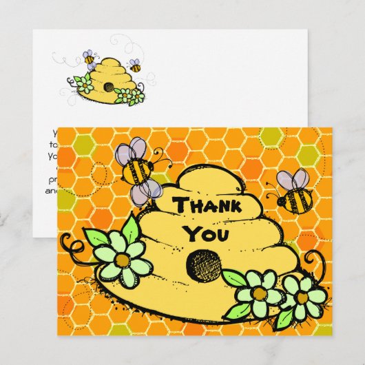 Bijenkorf en Bijen Verjaardag Dank U Briefkaart (Voorkant / Achterkant)