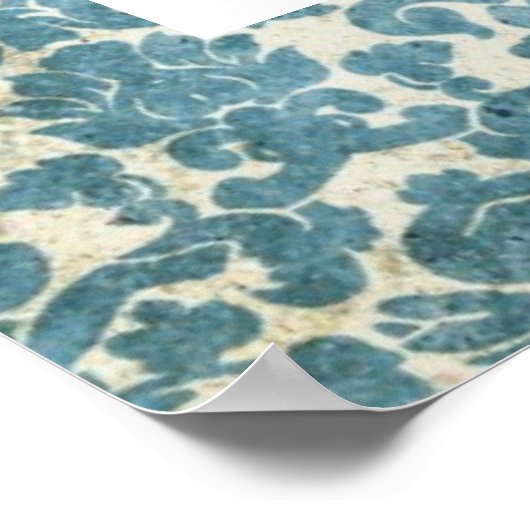  bijenkorf en blauw Damask Poster (Hoek)