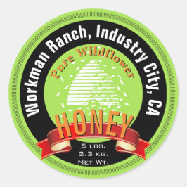 Bijenkorf en Custom Ronde Tekst Honing Jar Ronde Sticker