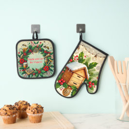 Bijenkorf en Kerst Oven Mitt & Pot Holder Set