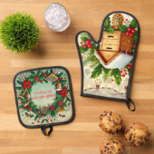 Bijenkorf en Kerst Oven Mitt & Pot Holder Set (Top down)