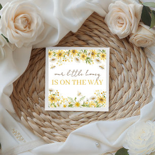 Bijenkorf en zonnebloem baby shower servet