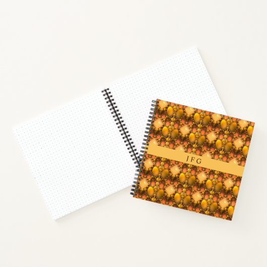 Bijenkorf Geel Fractale Kunst  Monogram  Notitieboek (Binnen)