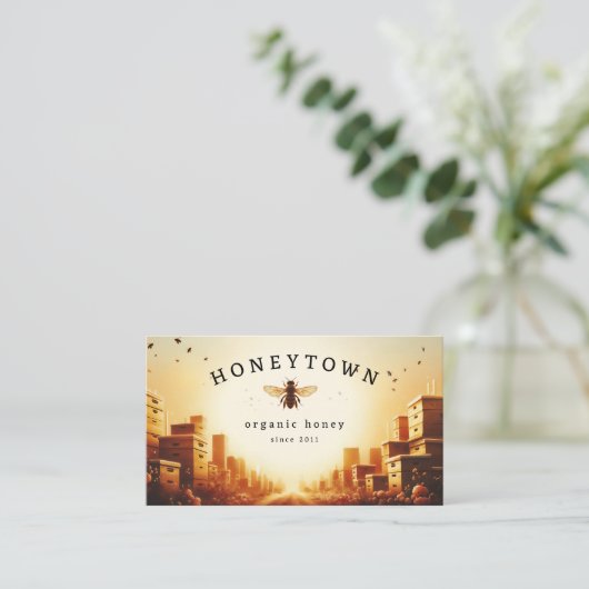 Bijenkorf landschap honing visitekaartje (Staand voorkant)