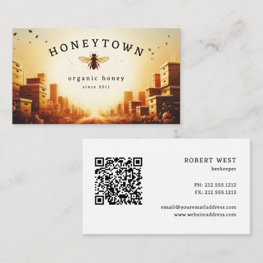 Bijenkorf landschap honing visitekaartje (Voorkant / Achterkant)