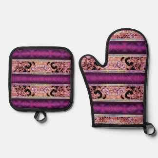 Bijenkorf Luipaardprint – Krachtige Boerderij Oven Ovenwant & Pannenlap Set