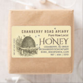  bijenkorf met bijen honing verzending sized geel etiket (Insitu)