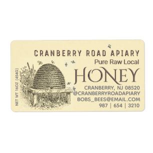  bijenkorf met bijen honing verzending sized geel etiket