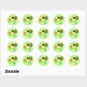 Bijenkorf met Gele Bloem Ronde Sticker (Vel)