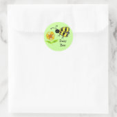 Bijenkorf met Gele Bloem Ronde Sticker (Tas)