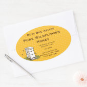 Bijenkorf met Honingraat Achtergrond Custom Ovale Sticker (Envelop)