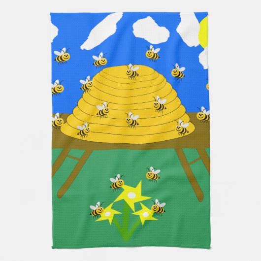 Bijenkorf ontwerp keukenhanddoek (Verticaal)