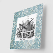 bijenkorf op blauw Damasje Vierkante Klok (Hoek)