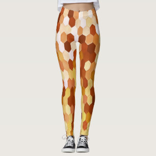 Bijenkorfpatroon in gekruide mede en honingkleuren leggings