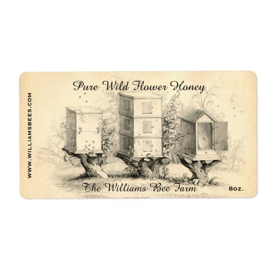  bijenkorven Honingkarretje Etiket (Voorkant)
