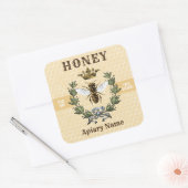 Bijenkrans en kroonhoningkruik vierkante sticker (Envelop)