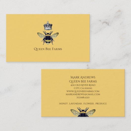 Bijenkroon Bijenteelt bijenhoning bijen geel goud Visitekaartje (Voorkant / Achterkant)