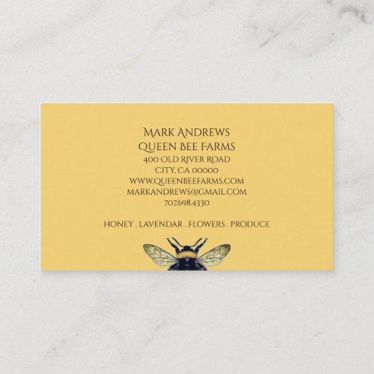 Bijenkroon Bijenteelt bijenhoning bijen geel goud Visitekaartje (Achterkant)