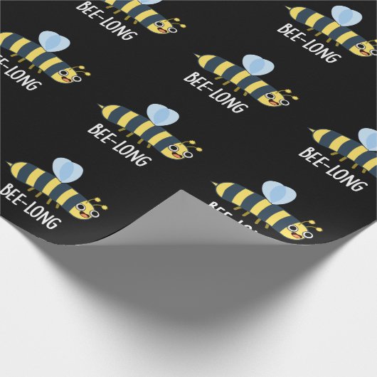 Bijenlange Funny Long Insect Bee Pun Dark BG Cadeaupapier (Hoek)