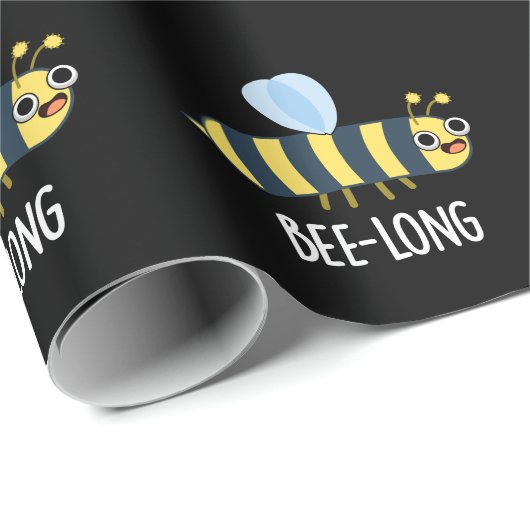Bijenlange Funny Long Insect Bee Pun Dark BG Cadeaupapier (Rol Hoek)