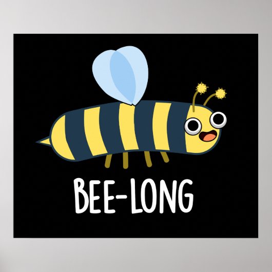 Bijenlange Funny Long Insect Bee Pun Dark BG Poster (Voorkant)