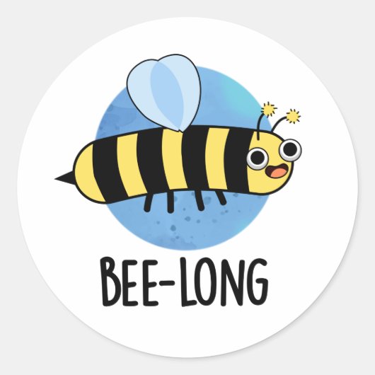 Bijenlange Funny Long Insect Bee Pun Ronde Sticker (Voorkant)