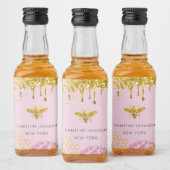 bijenlogo en roze hortensia likeur fleslabel likeurfles etiket (Flessen)