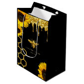 bijenlogo en zonnebloemen medium cadeauzakje (Voorkant Gekanteld)