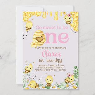 Bijenmeisje 1e verjaardag uitnodigen, hommel, honi kaart
