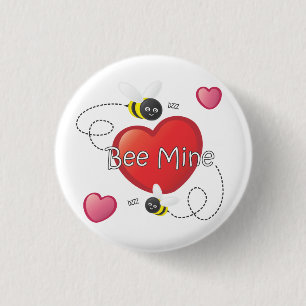 Bijenmijn - bijen en harten ronde button 3,2 cm