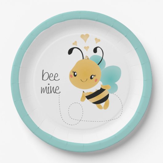 Bijenmijn Bumblebee Geel Zwart Papieren Bordje (Voorkant)