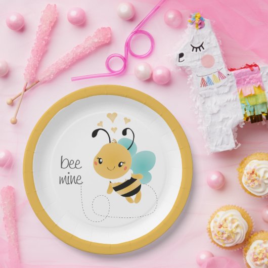 Bijenmijn Bumblebee Geel Zwart Papieren Bordje (Feest)