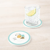 Bijenmijn Bumblebee Geel Zwart Zandsteen Onderzetter (Zijkant)