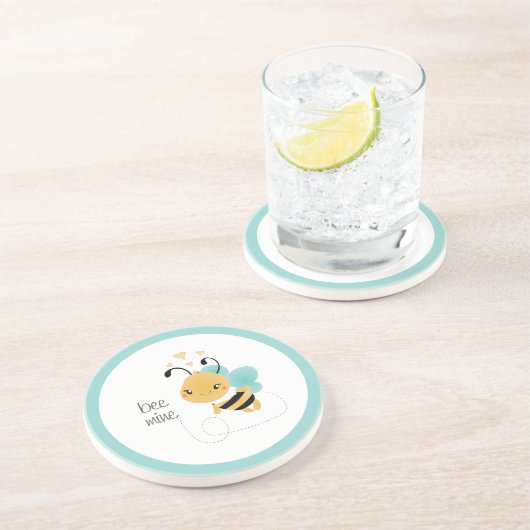 Bijenmijn Bumblebee Geel Zwart Zandsteen Onderzetter (Zijkant)