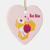 Bijenmijn Cute Bee met roze Valentijn Hearts Keramisch Ornament (Rechts)