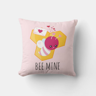 Bijenmijn Cute Bee met roze Valentijn Hearts Kussen