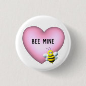 Bijenmijn Fuzzy Bumblebei met roze Puffy Heart Ronde Button 3,2 Cm (Voorkant)