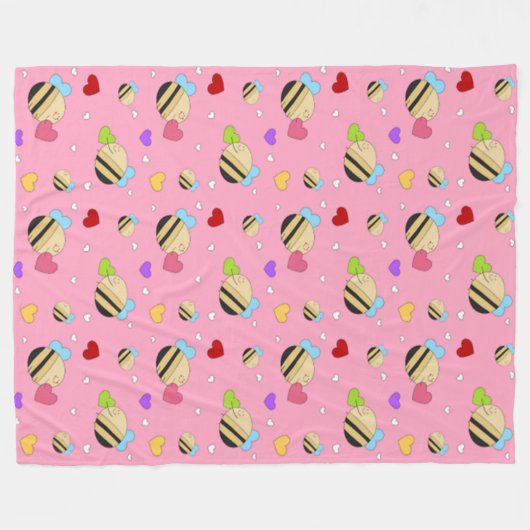 Bijenmijn-Valentijn Fleece Deken (Voorkant (Horizontaal))