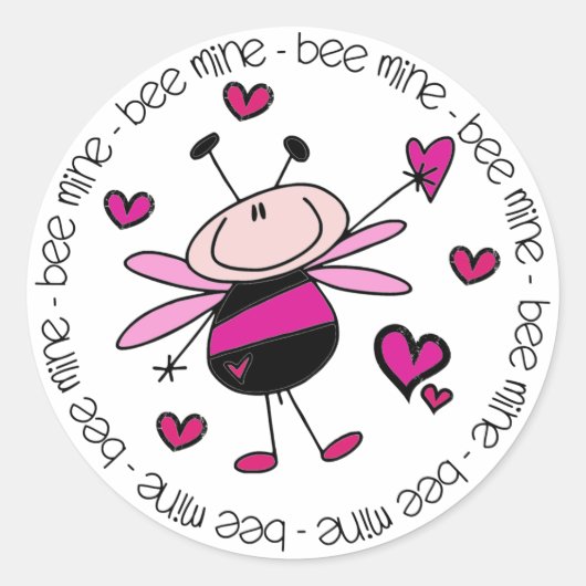 Bijenmijn-Valentijn Ronde Sticker (Voorkant)