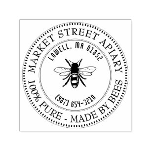 Bijennaam en locatie Honeybee Honey Stamp Zelfinktende Stempel