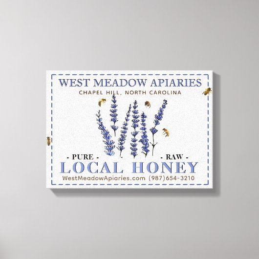 Bijennaam Farmer's Marktbord Plaatselijke Honing Canvas Afdruk (Voorkant)