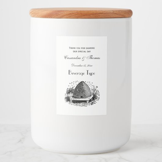 Bijennetjes en bijen #1 Heraldische Vintage Voedselcontainer Etiket (Voorkant)