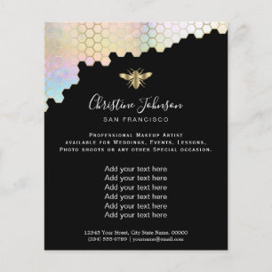 bijenpastelhoningraat op zwarte achtergrond flyer